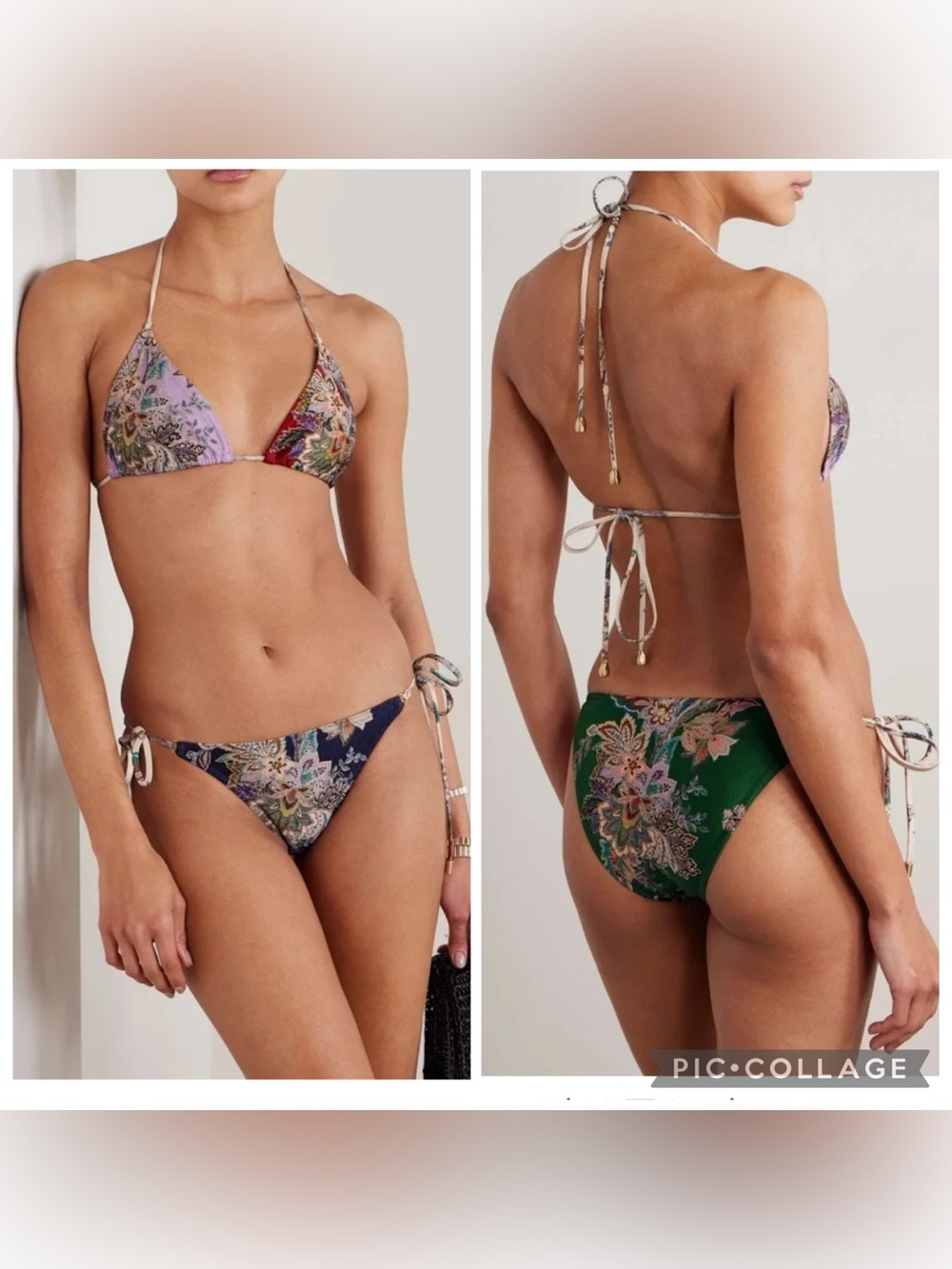 Zimmermann Rhiannon Mini Tie Side Bikini Bottom in Spliced Multicolor Size S